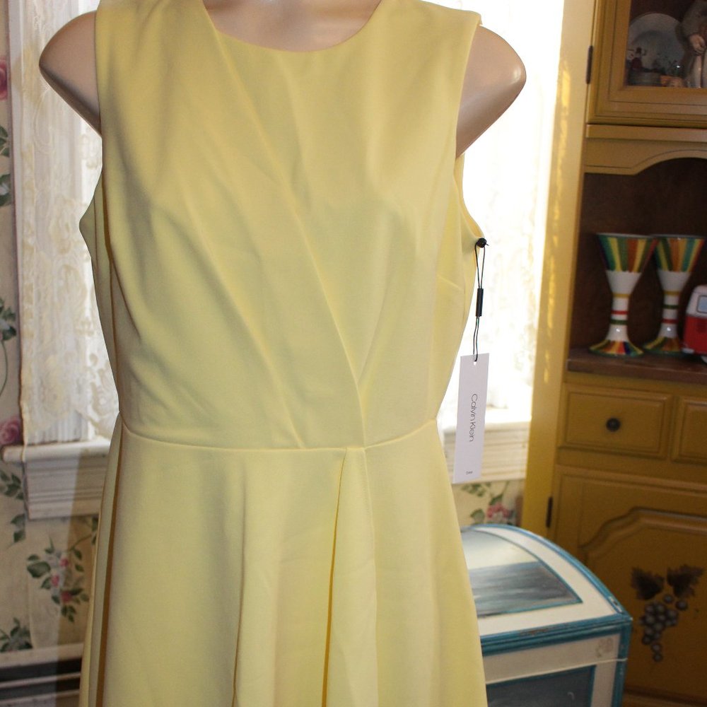 NWT Calvin Klein Yellow Dress Sleeveless Sz 10
